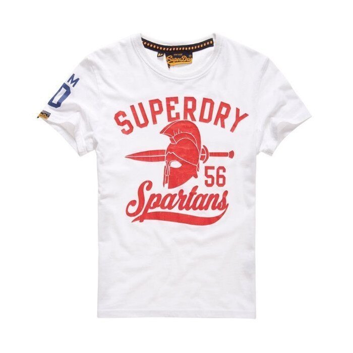 跩狗嚴選 正品 極度乾燥 Superdry Spartans Logo 斯巴達 純棉 白T 紅字 T-Shirt 男生 短袖 上衣