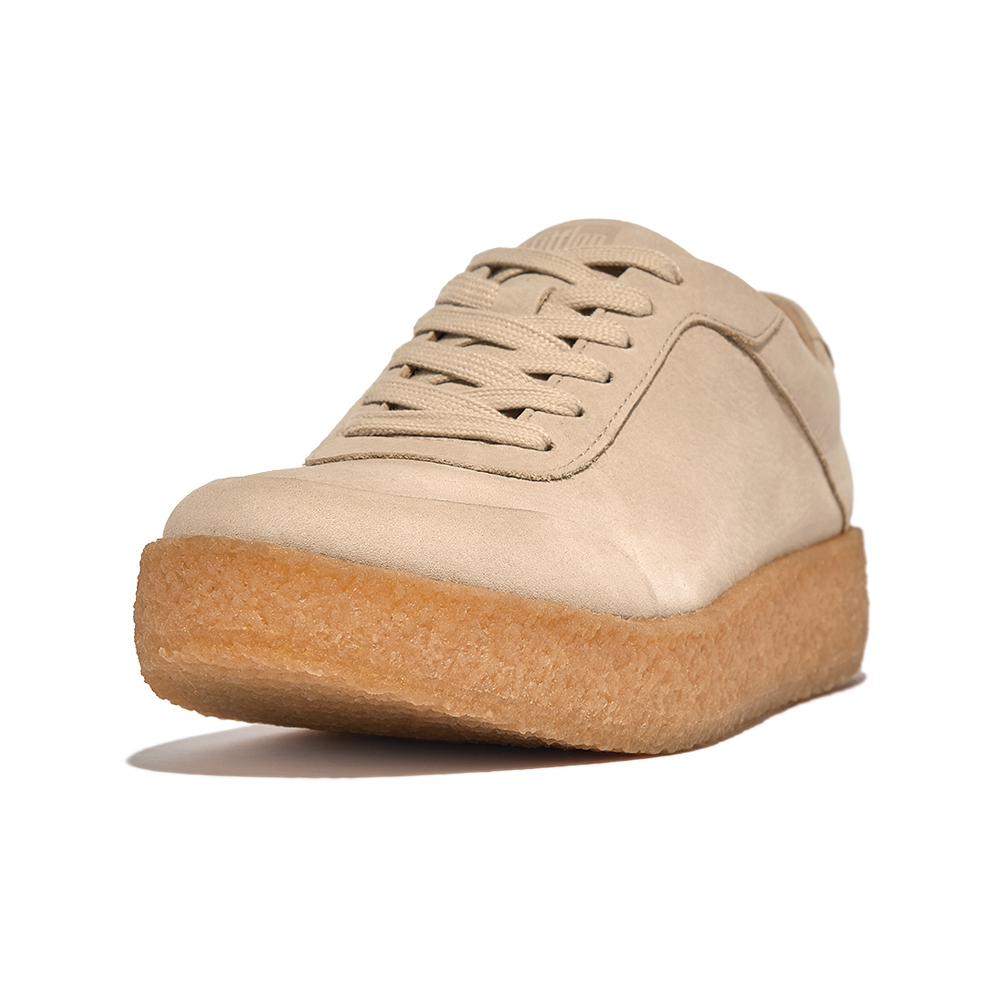 RALLY TUMBLED NUBUCK CREPE SNEAKERS百搭繫帶皮革休閒鞋-白石色