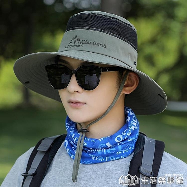 漁夫帽子男士夏季防曬遮臉遮陽帽戶外休閒釣魚大沿透氣涼帽太陽帽