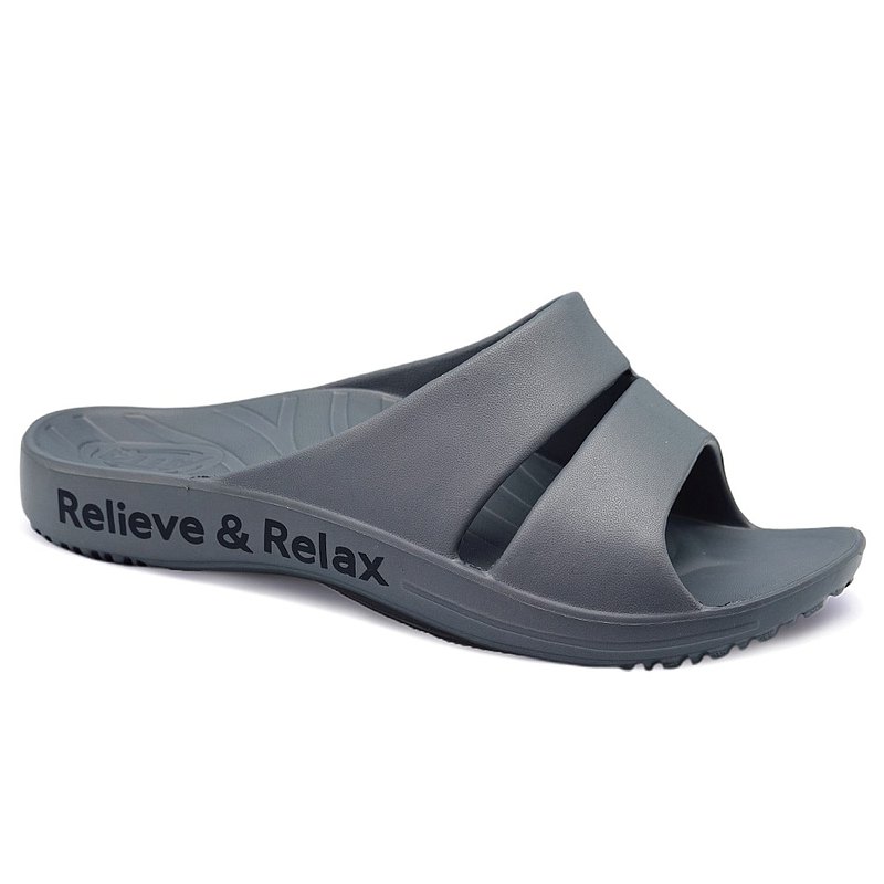 【ATTA】足底均壓 足弓簡約雙帶拖鞋-鐵灰