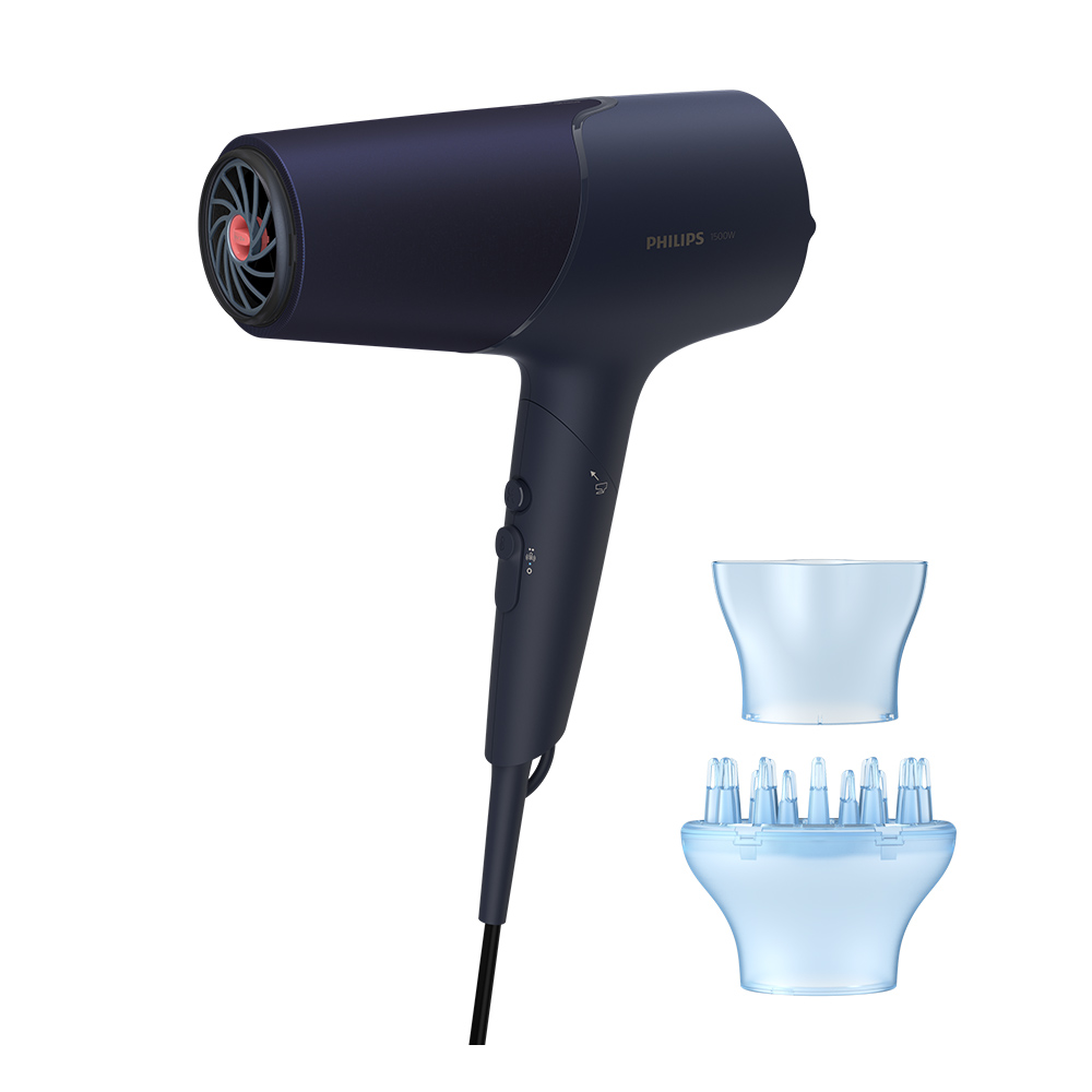 飛利浦沙龍級護髮負離子吹風機-霧藍黑