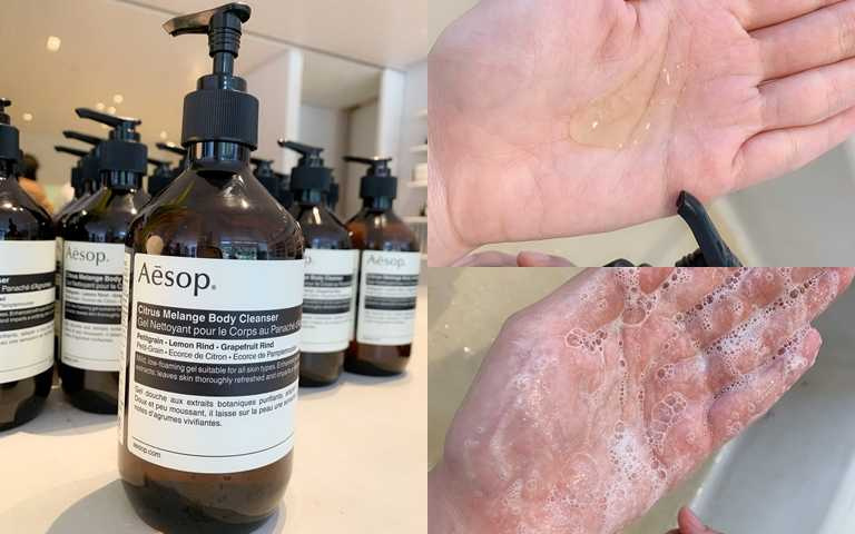 Aesop新出的這款苦橙香檸身體潔膚露，其中的檸檬皮跟葡萄柚皮精油就能夠平衡出油量，再加上是療癒舒緩的木質香調，特別適合夏天季節。(圖／吳雅鈴攝影)