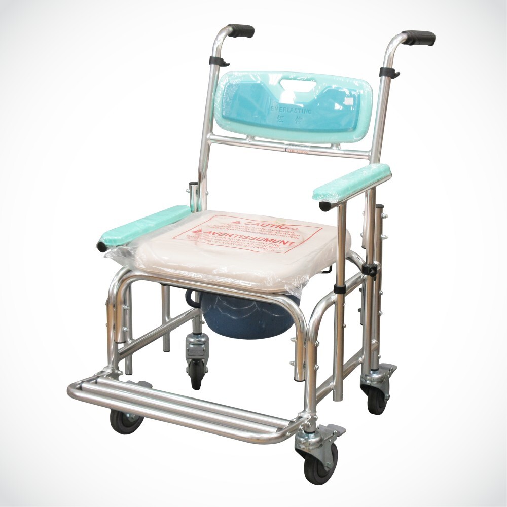 恆伸 ER-4306 小輪 洗澡便椅 扶手可調高低功能 鋁合金四輪固定手把型小靠背
