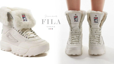 FILA老爹鞋變成「毛絨絨雪靴」！FILA老爹鞋版型+4cm鋸齒增高，雙腳保暖又顯腿長