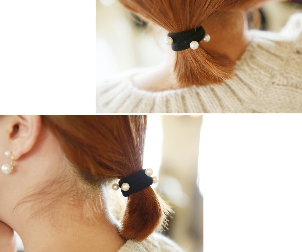 綁頭髮 韓版珍珠髮飾 髮圈 綁頭髮像皮筋 高彈力髮圈 髮繩 髮飾 毛巾圈 髮束 028