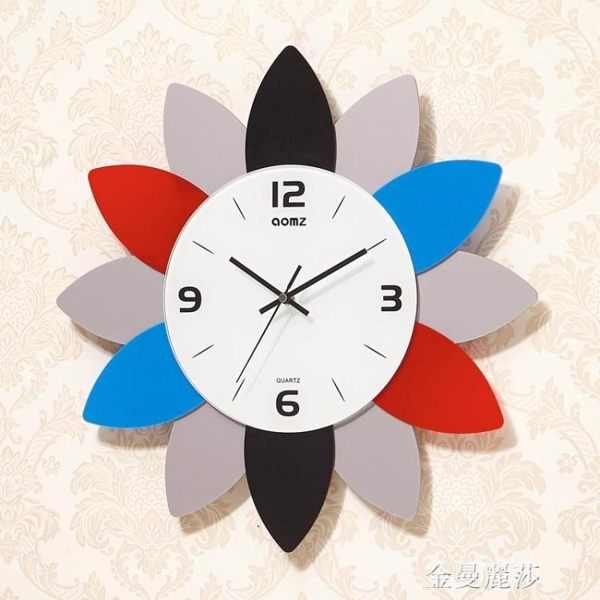 奧名思色彩掛鐘現代簡約客廳創意鐘表臥室時尚辦公室靜音時鐘 金曼麗莎