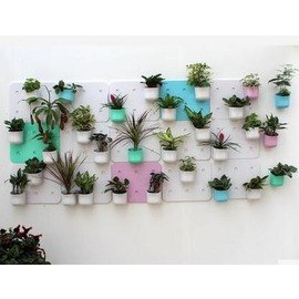 【室內植物牆-D套餐-背板*8靜電貼*16單盆*24-1套/組】花牆組合 人造立體綠化植物牆(產品不含植物)套餐配盆為單盆-5101020。人氣店家緹娜嚴選 tinaestore的溫室園藝館、景觀綠化