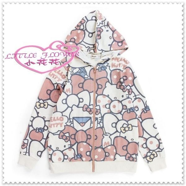 小花花日本精品♥ Hello Kitty 外套 休閒連帽外套 凱蒂貓 長袖上衣 趴姿緞帶 32074307