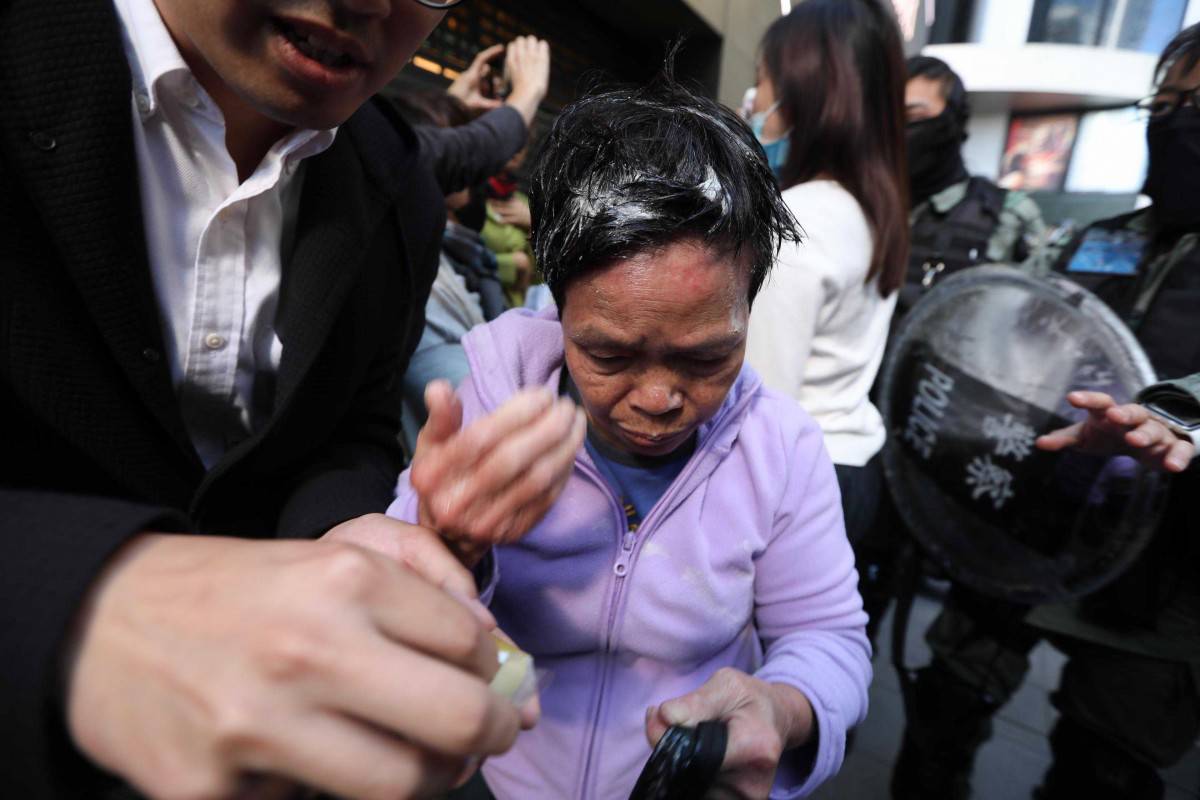 Police use pepper spray as protesters at regular lunchtime rallies in