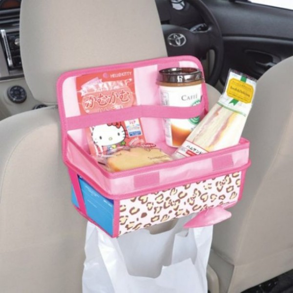 Hello Kitty豹紋系列 車用收納桌台