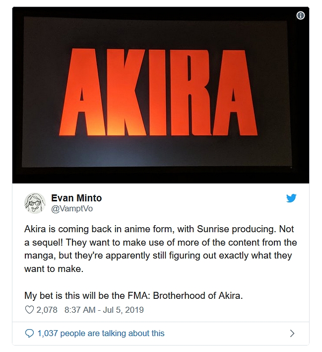 大神來了！大友克洋表示《AKIRA》全新動畫開始企劃，同時公布新作《ORBITAL ERA 》