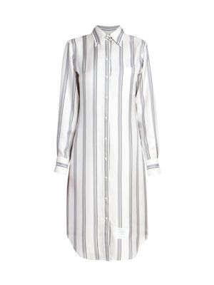 This classic pinstripe long-sleeve button down is tailored with a crisp point collar and polished kn