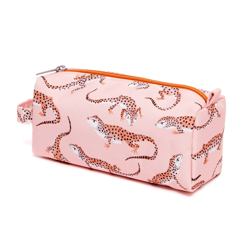 環保粉紅豹紋擬蜥筆袋/收納包