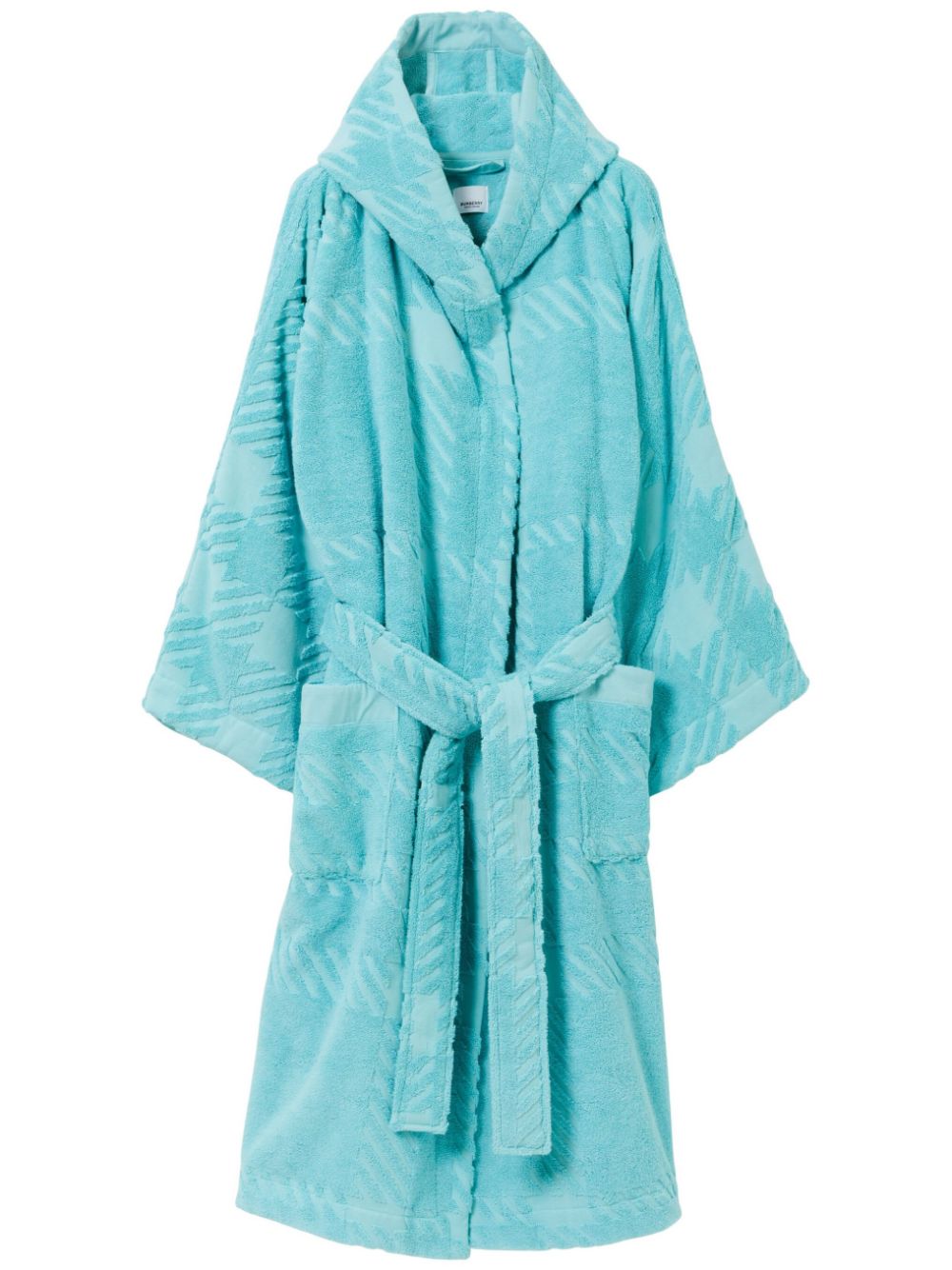 Burberry - check-pattern cotton robe - unisex - Cotton - M - Blue