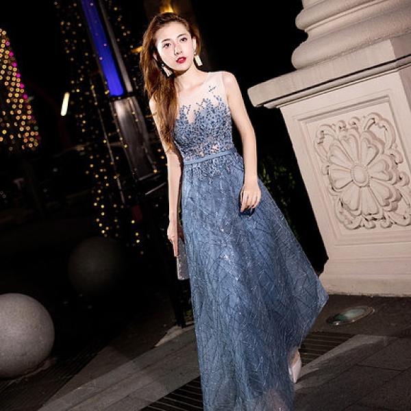 晚宴禮服裙女年會端莊大氣長款顯瘦主持宴會晚禮服連衣裙