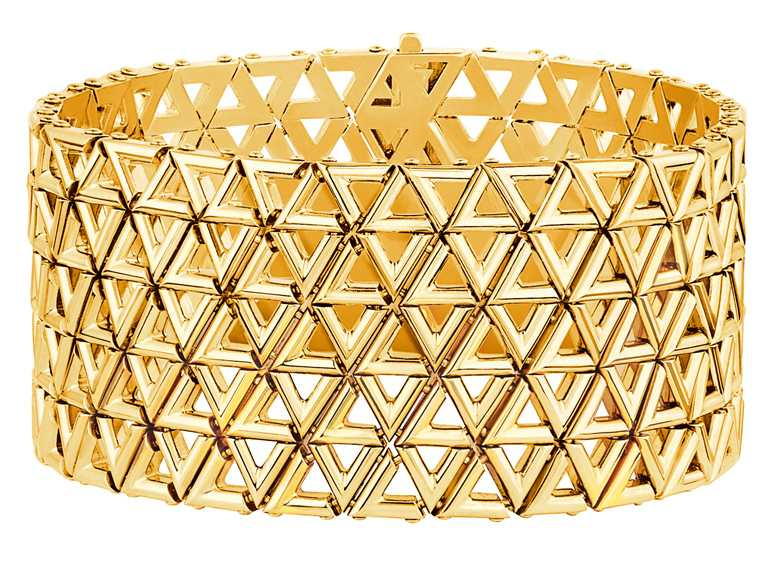 LOUIS VUITTON「LV VOLT系列」Mesh黃金手環╱1,200,000元。（圖╱LOUIS VUITTON提供）