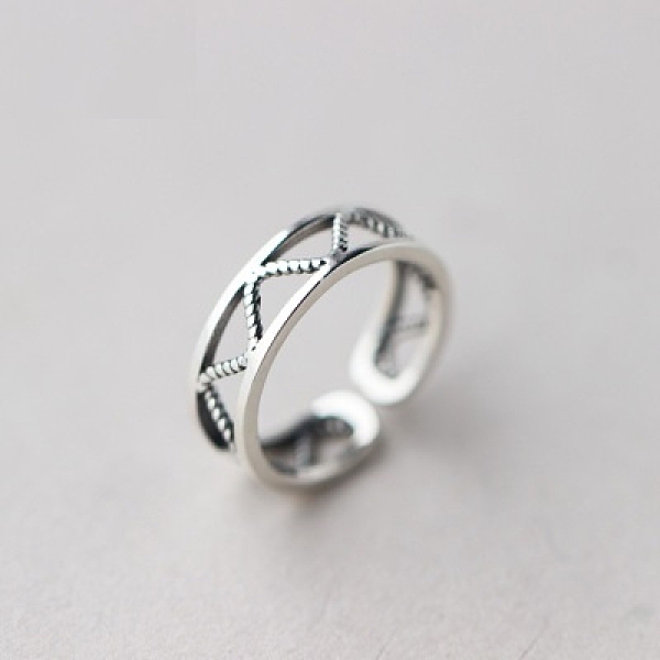 戒指 925純銀-波浪條紋生日情人節禮物女開口戒73dt79【時尚巴黎】