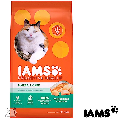 IAMS 愛慕思 健康優活 雞肉+鮭魚 化毛 成貓糧 16磅