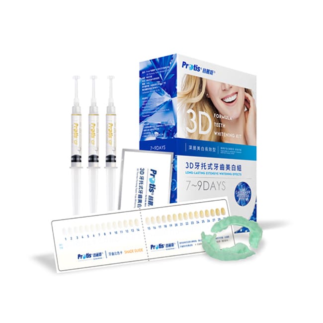 詳細介紹 ◎專屬3D牙托技術，齒列不整的人也可使用 ◎專業牙醫師推薦 ◎通過多項嚴格檢驗 ◎榮獲FG美妝雜誌居家牙齒美白評比NO.1 原料堅持使用最高等級的醫藥級及食品級原料 與各大原料廠如默克 (M