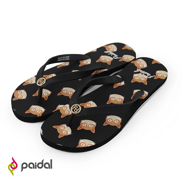 Paidal甜蜜寵物搞怪小貓條紋平底夾腳拖人字拖