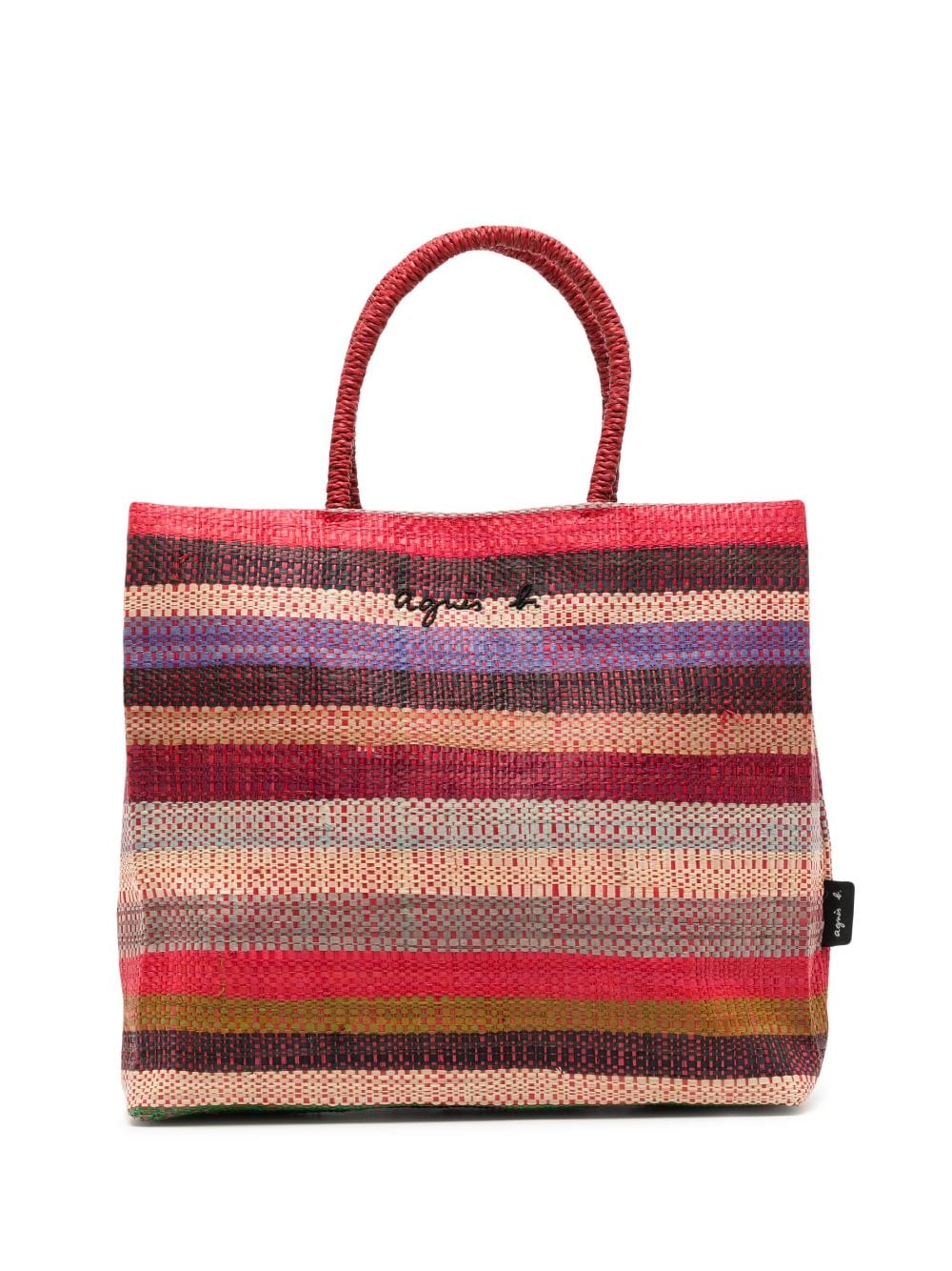 agnès b. - logo-embroidery raffia beach bag - women - Raffia - One Size - Red