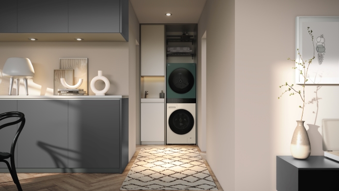 LG WashTower AI智控洗乾衣機擁有AI DD智慧直驅變頻馬達，能智慧偵測衣物材質與重量，透過AI大數據自動選擇最適合的洗衣行程