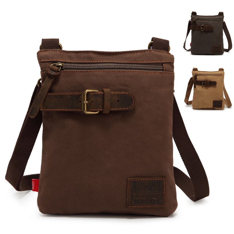 真皮頭層牛皮防潑水日系復古帆布包防盜包 手拿包手機包工作小包 男包女包 AR049-9143