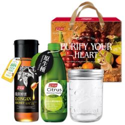 紅布朗 台灣蜂蜜香檬禮盒(龍眼/玉荷包蜂蜜任選x1+100%台灣香檬原汁x1)★加贈美國Ball梅森罐