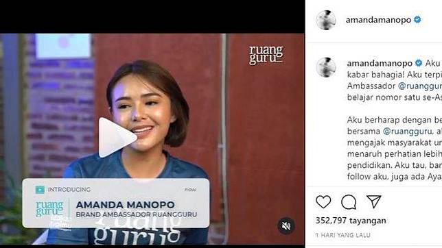 Siap Grak Terpilih Sebagai Brand Ambassador Ruangguru Begini Harapan Amanda Manopo