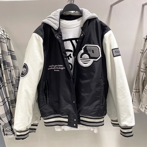 zara mjarat男裝秋冬圖案連帽加棉上衣棒球服棉衣外套3833302800