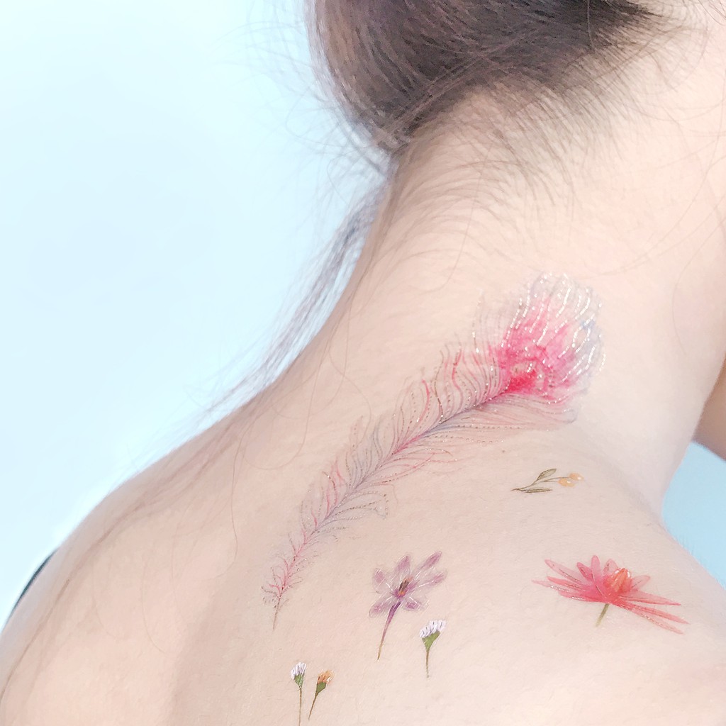 賽姬的羽毛 -2入 防水燙金刺青紋身貼紙