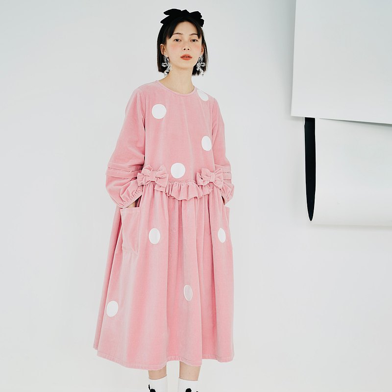 粉紅絲絨蝴蝶結公主裙 / 連身裙 洋裝 裙子 禮服 親子裝