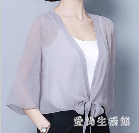 雪紡小披肩夏季配吊帶裙子百搭外套女短款防曬寬鬆外搭開衫薄上衣 aj16381【愛尚生活館】