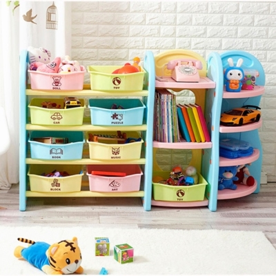IDEA-繽紛淡彩兒童多功能玩具收納架