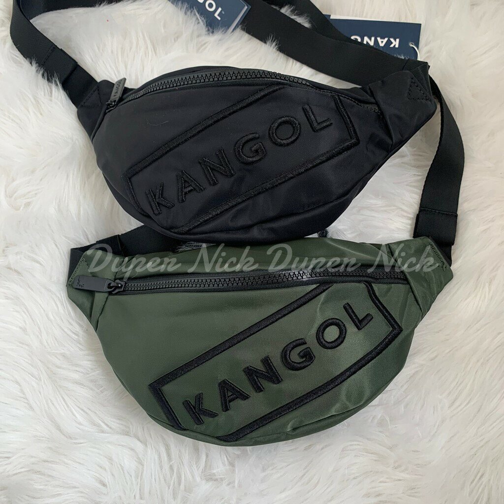 KANGOL 立體大LOGO 腰包 黑/綠