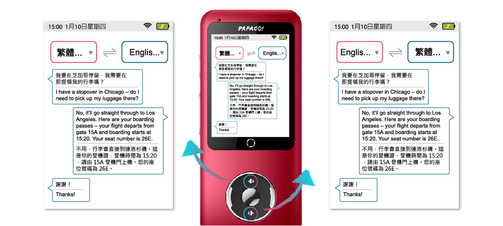 看準春節出國需求，PAPAGO! TG-100 翻譯棒搭載 44 種多國語言上市