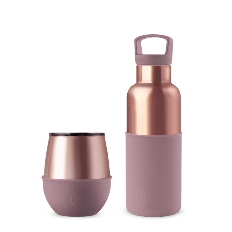 CinCin & Delicia 蜜粉金杯瓶組合 | Pink Gold Bottle & Tumbler 蜜粉金杯瓶組合-桑格莉亞(杯)/櫻桃紅(瓶)