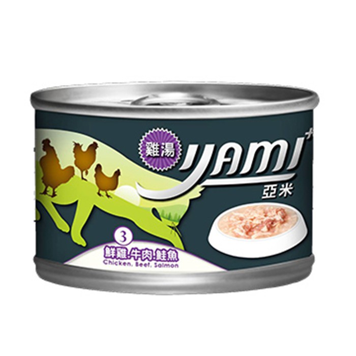 YAMI雞湯大餐-鮮雞 牛肉 鮭魚 貓罐 貓湯罐[寵樂]
