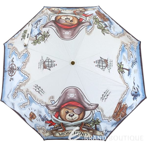 MOSCHINO 海盜泰迪熊圖案自動摺疊傘(水藍色) 1820637-27