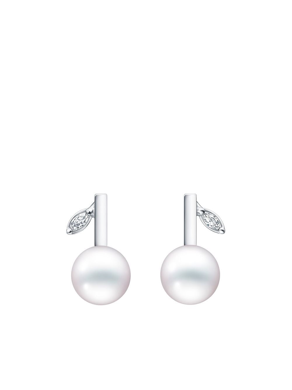 TASAKI - 18kt white gold Kugel pearl and diamond earrings - women - Diamond/18kt White Gold/Akoya Pearl - One Size - Silver
