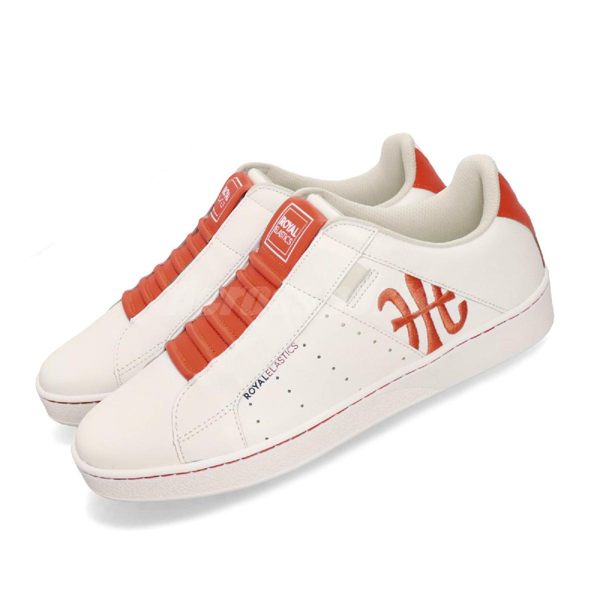 Royal Elastics 休閒鞋 Genesis 白 橘 皮革鞋面 無鞋帶設計 男鞋【PUMP306】 01992020