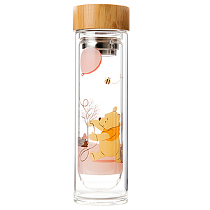 和樂自有品牌產品，風格設計款，可愛，Disney，迪士尼，維尼熊卡通圖樣，天然竹材質杯蓋，雙...