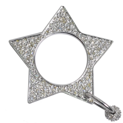 DIOR 星形閃亮水鑽LOGO造型戒指/墬飾(銀)