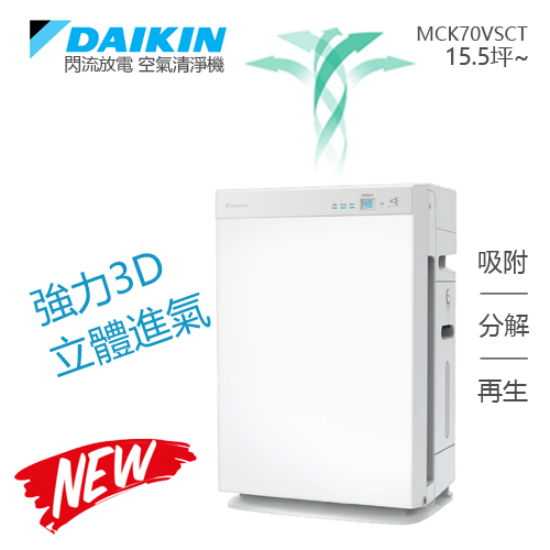 ღ 加入好友 ゝ◡╹) ➹ GO 適用坪數:15.5坪內 DAIKIN獨家STREAMER閃流放電科技 使用靜電HEPA濾網網眼不易阻塞 脫臭觸媒透過閃流放電達到:吸附/分解/再生 內建三重偵測感知器