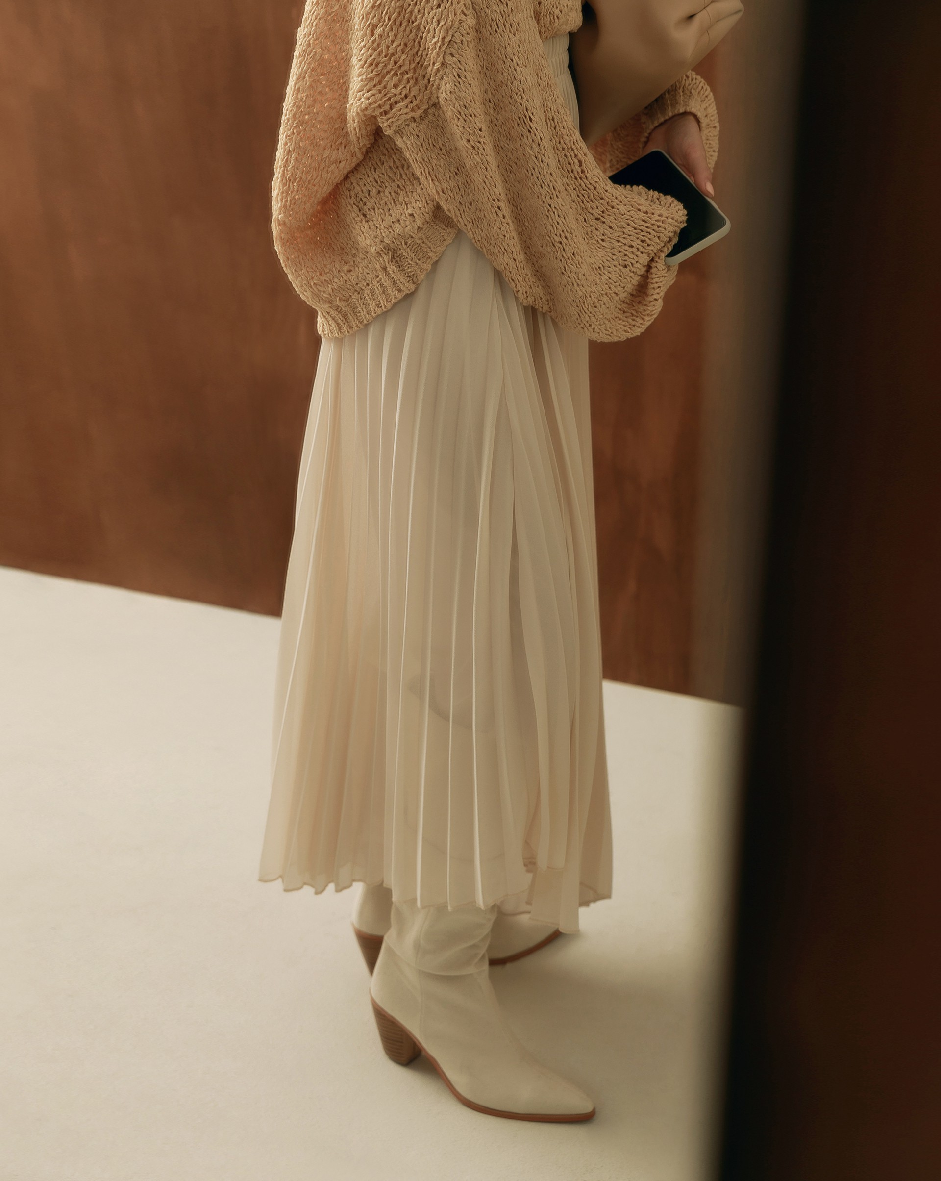 雪紡面料/附內裡/無口袋/鬆緊腰頭/下擺不對稱