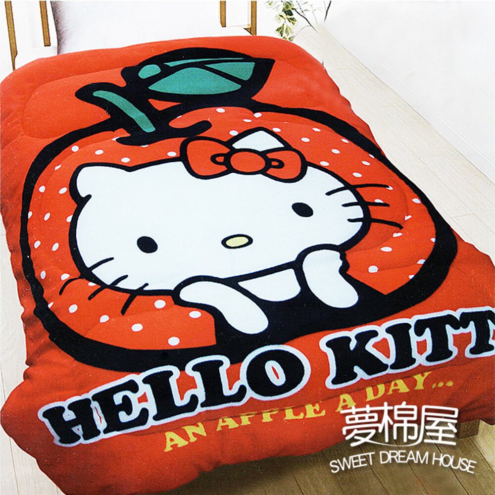 ☆夢棉屋☆ Hello Kitty 搖粒絨刷毛暖暖被-天天吃蘋果 台灣製造 品質有保障-樂天雙11