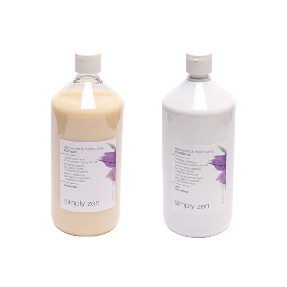現貨供應中 simply zen 抗齡系列 抗齡洗髮精 推薦給染髮及偏乾性髮質者 不含sls與sles介面活性劑清潔效果細緻 含玻尿酸保水活性成分等 使髮絲柔軟健康有光澤 抗齡護髮素 推薦給染髮及偏乾