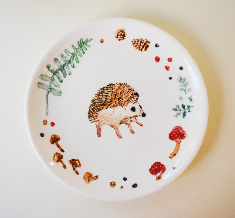 手繪6吋蛋糕盤 餐盤-小刺蝟
