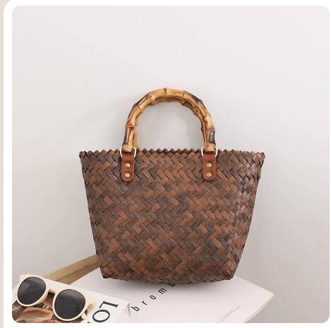 【24h現貨速發/特價福利】2023新款複古大容量草編包百搭手工編織包手提菜籃子包渡假沙灘包