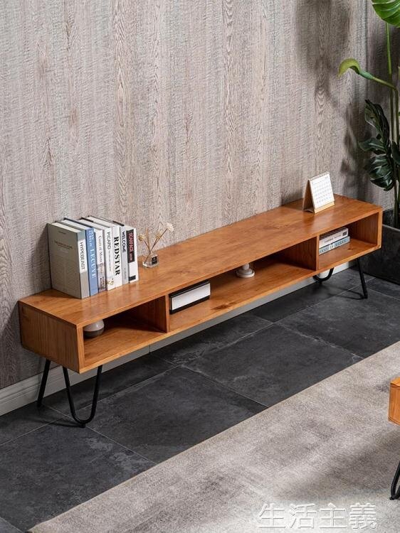 電視櫃 輕奢窄實木電視櫃北歐鐵藝原木電視機矮櫃現代簡約小戶型客廳茶幾 中秋節快樂